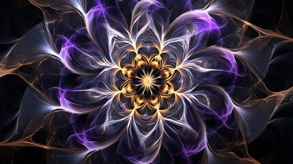 Dynamic floral fractal design abstract art digital illustration vibrant colors visual harmony