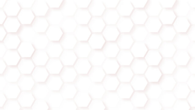 White seamless hexagon pattern, minimal geometric grid, Hexagon Vector Background Pattern in greyscale, panoramic format.
