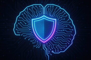 Artificial intelligence brain security network protection concept ai artificial intelligence.