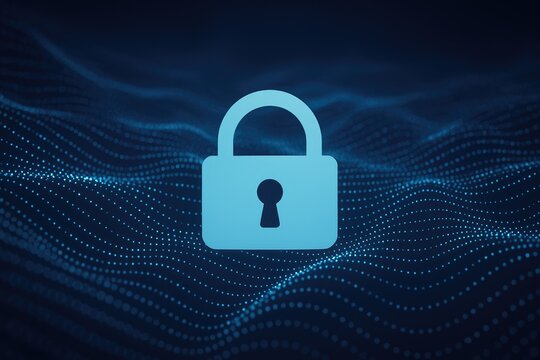 Secure data lock icon symbolizing digital security and network protection systems lock padlock. - Powered by Adobe