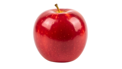 Glossy red apple with smooth skin texture and natural shading. Clean centered composition and crisp detailing, fully isolated on a pure solid white background.