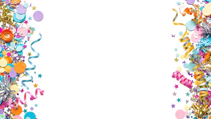 Obraz premium Colorful confetti explosion isolated on transparent background