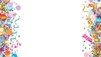 Colorful confetti explosion isolated on transparent background