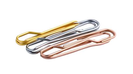 Obraz premium Stack of Colorful Paperclips on White Background - Office Supplies and Stationery Close-Up