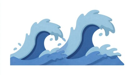 Ocean Waves In Shades Of Blue With Glitter Effect And White Background