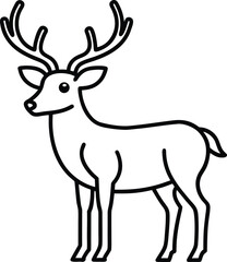 Fototapeta premium Black outline reindeer with large antlers standing