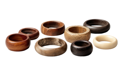 Wood napkin rings, various textures & colors