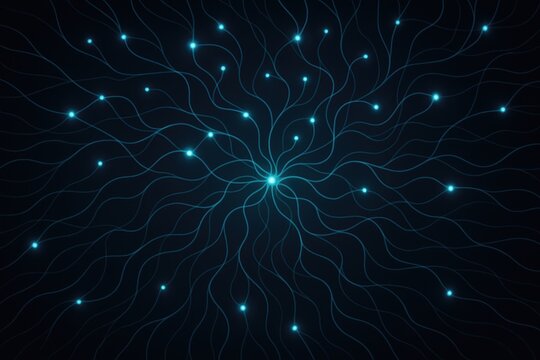 Abstract network connections with glowing blue nodes and intricate pathways for technology. - Powered by Adobe