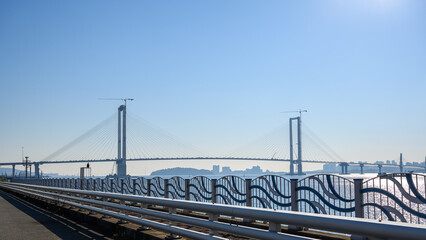Cheongna-dong, Seo-gu, Incheon, South Korea - November 3, 2025: Construction progress of the Cheongna Sky Bridge. Incheon's Yeongjongdo Third Bridge. The Cheongna Sky Bridge under construction.