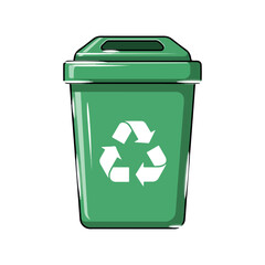 Green Recycling Bin with Recycle Symbol