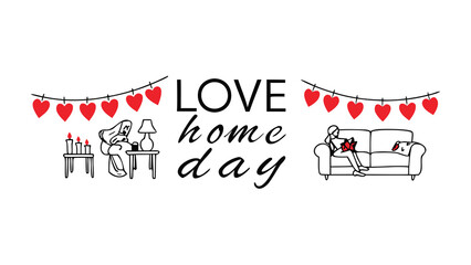 Cozy home vibes celebrating love and connection with hearts and candles