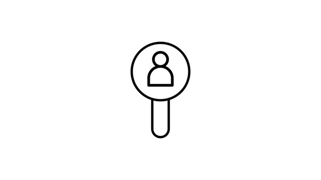 Icon of a magnifying glass on a black background, illustrating the concept of searching or analyzing.