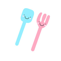 Kawaii Cutlery Doodle Cartoon