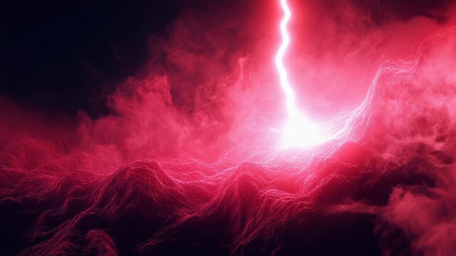 Red storm unleashing powerful lightning abstract energy