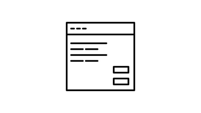 Black and white outline illustration of a web page layout with sections for text and images.