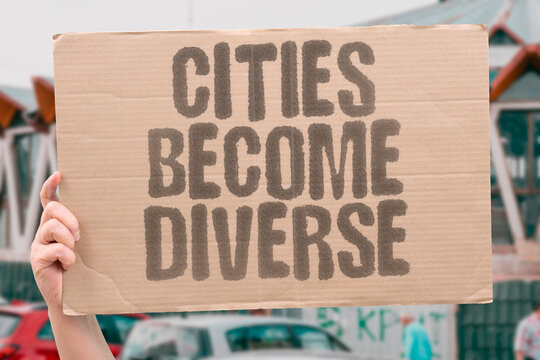 "Cities Become Diverse" Focusing on the rapid ethnic mixing within urban centers. METROPOLIS. URBAN. CENTER. COSMOS. MIXING.