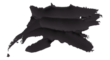 Black clay texture on transparent background.