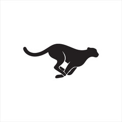 Silhouette cheetah running black simple design Vector illustration