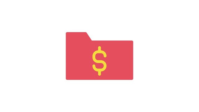 A red folder featuring a prominent dollar sign, symbolizing financial documents or budgeting.