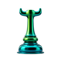 Elegant Green and Blue Chess Piece with Modern Design Aesthetic