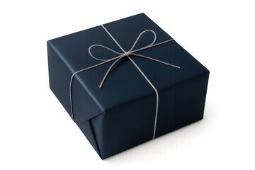 Dark blue gift box with natural string bow, celebrating birthdays, anniversaries, and special surprise moments