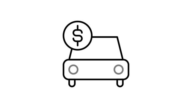 A car featuring a dollar sign and a coin, symbolizing financial aspects of vehicle ownership or transportation costs.
