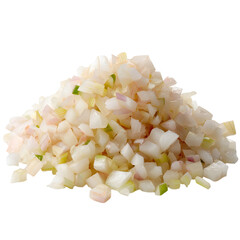 Freshly Diced Onions Arranged Neatly on Plain Surface for Culinary Preparation