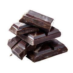 Dark Chocolate Pieces on White Background for Gourmet Dessert Recipes Promotion