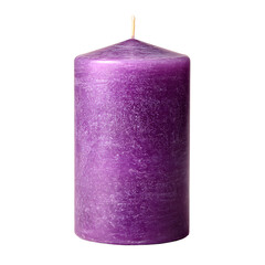 Decorative Purple Pillar Candle Isolated on Transparent Background