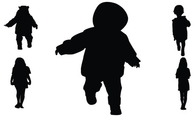 Child Walking Silhouette Design Collection