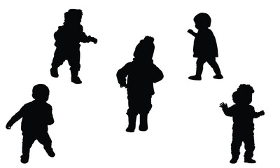 Child Walking Silhouette Design Collection