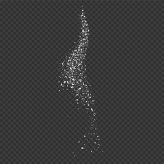 Fototapeta premium Realistic falling particles of white powder, flour, salt, powder, or sugar.