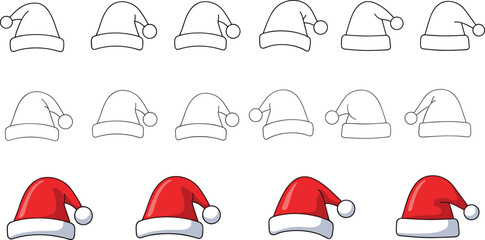 Christmas Santa Hat Vector Icon, Holiday Celebration Symbol, Red and White Festive Cap, Winter Accessory, Simple Graphic, Vector Illustration