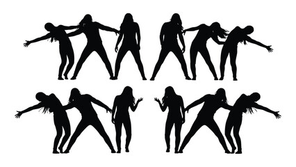 Group of dancing people in dynamic poses a striking silhouette