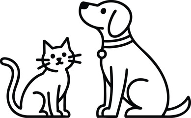 Cat and Dog Outline Illustration, silhouette, illustration, vector