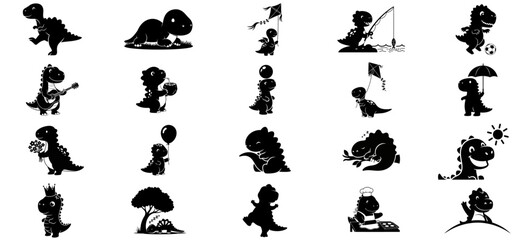 storybook shadows beloved dinosaurs embracing lifes simple joys with charming appeal, isolated on transparent background