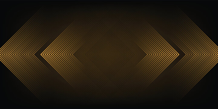 dynamic golden arc line technology design concept on black background