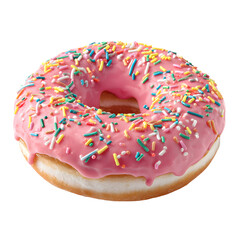 Delicious Pink Glazed Doughnut with Rainbow Sprinkles for Sweet Treats