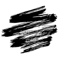 Hand drawn ink brush strokes in black for grunge design background