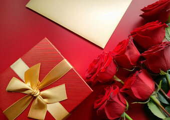 薔薇と赤いギフトイメージ