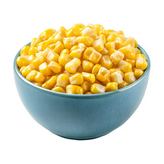 Fresh Sweet Corn in a White Bowl - Isolated on White Background