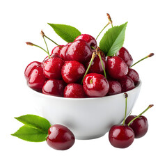 Fresh Sweet Cherries in White Bowl: Summer Fruit