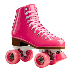 Stylish Vibrant Pink Quad Roller Skate with Laces and Four Wheels