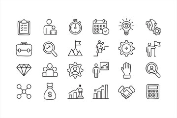 Productivity and Performance Icons for Corporate Planning, Workforce Management and Growth Tools