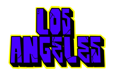 textured graffiti tag blockbuster style letter LOS ANGELES city name isolated design for t shirt, poster, decoration