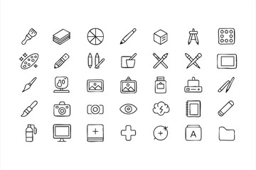 Graphic Design and Drawing Icons for UI/UX Workflows, Sketching Tools and Editing Platforms