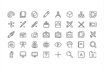 Creative Studio and Digital Art Icons for Design Systems, Illustration Kits and Visual Content Apps