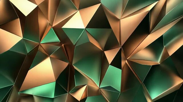 Abstract geometric pattern showing shiny green copper facets
