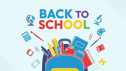 Back to School Supplies and Icons illustration - Education and learning concept