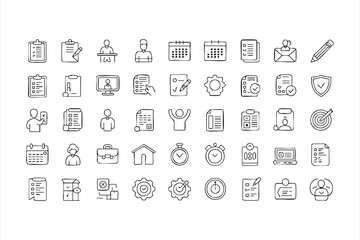 Checklist and project planning vector icons for task tracking time management and goal setting